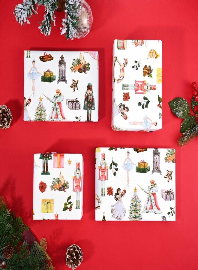 Bolsome 1 Roll Christmas Wrapping Paper Cartoon Nutcracker Soldier Ballet Dancer Xmas Tree Printed Gift Wrap Paper for Birthday Party Winter Holidays DIY Craft, 17 Inch × 32.8Ft - Image 4